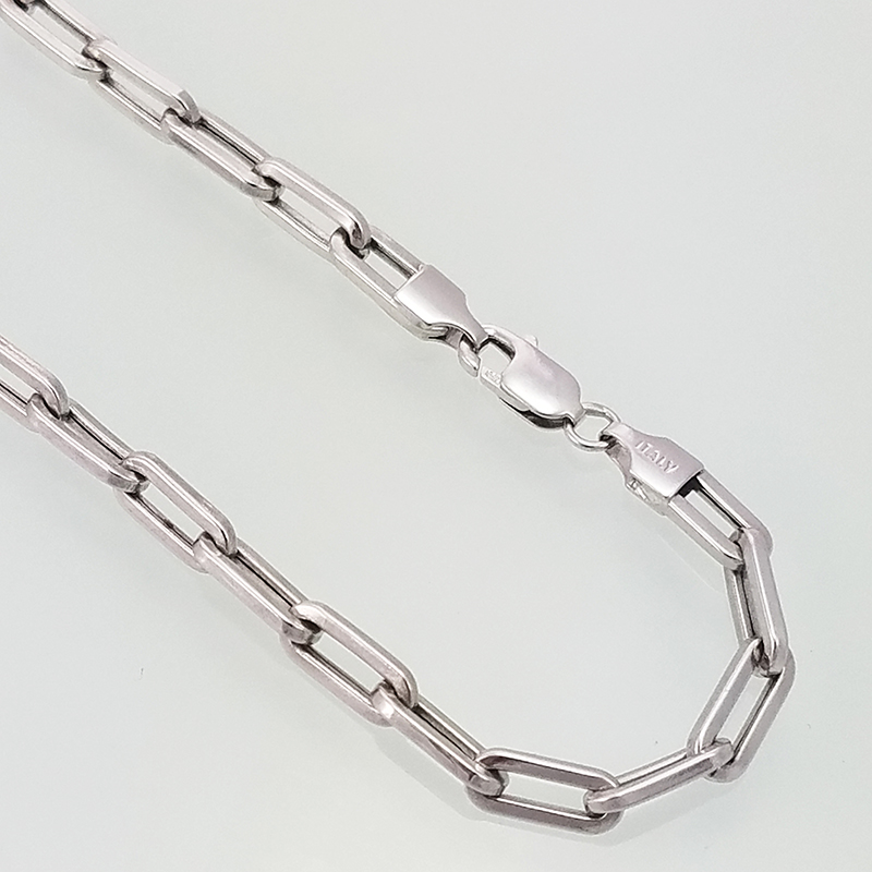 Cadena eslabones semirectangulares Oro Blanco 18Kts Eurogems