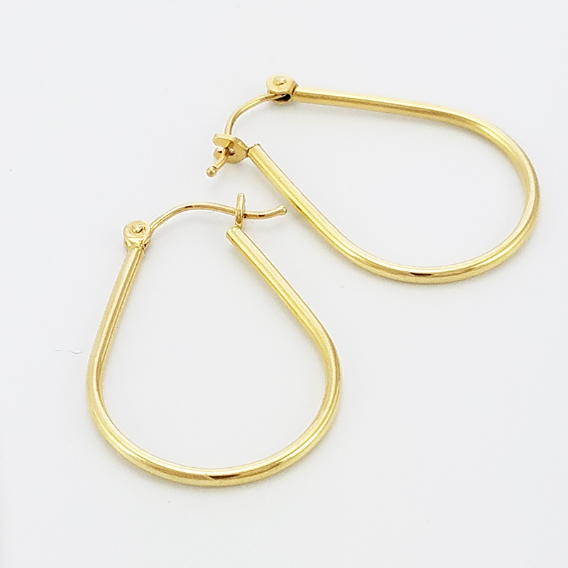 Thin Hook Hoop Earrings 14Kts Yellow Gold. Eurogems
