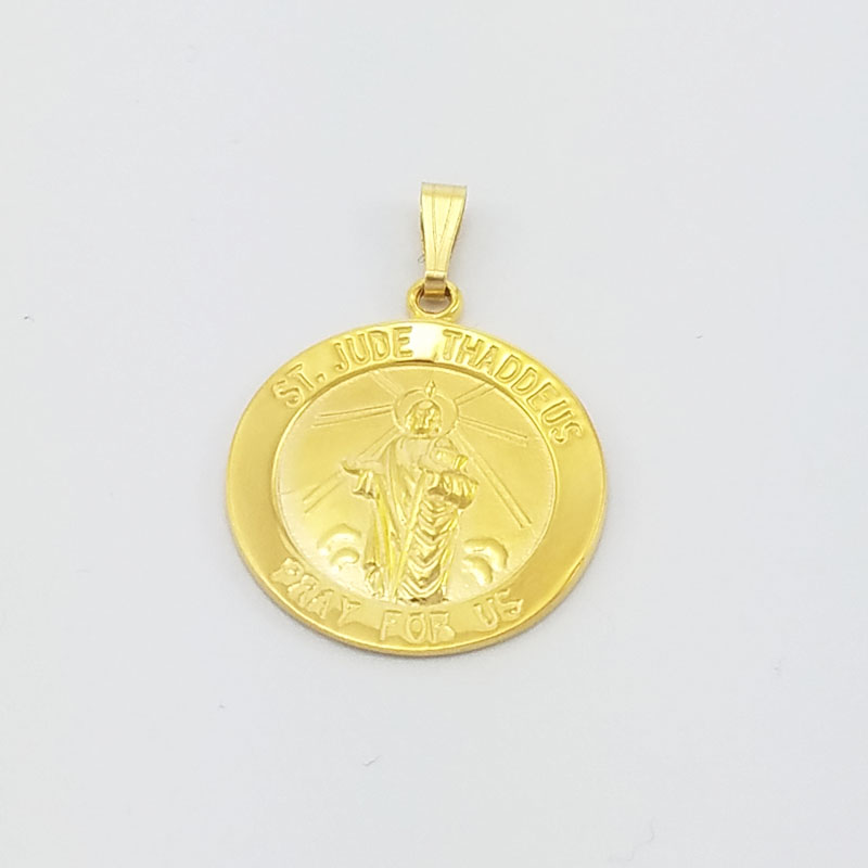Medalla Redonda San Judas Tadeo 18 mm en Oro Amarillo 18Kts. - Eurogems