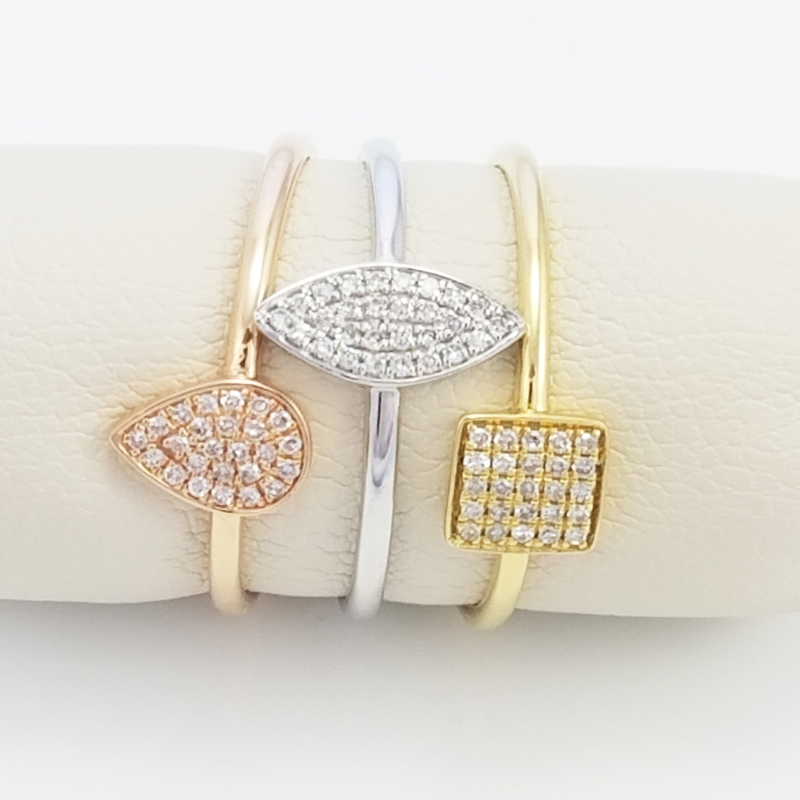 Tati Ring with Diamonds Geometric Shapes 18 Kts White, Rose or Yellow