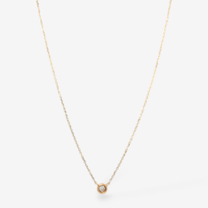 Cadena c/ Diamante Solitario Punto Di Luce (0.05 Cts.) Engaste Biselado (⌀ 4mm) - Oro Amarillo 14 Kts
