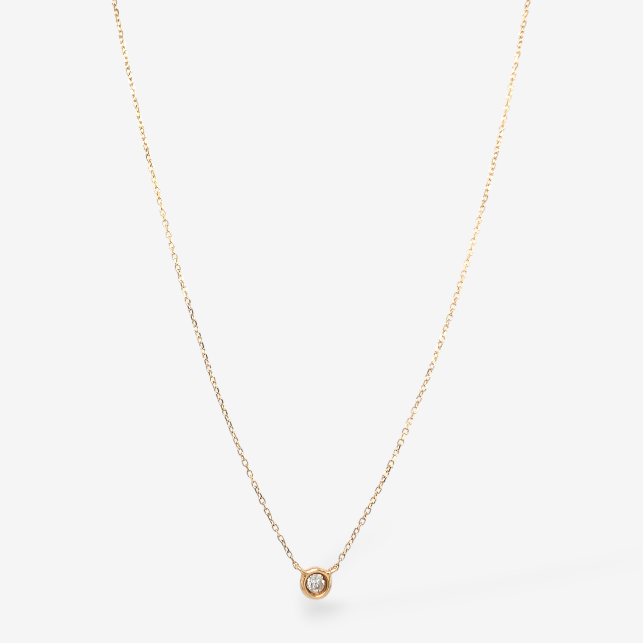 Cadena c/ Diamante Solitario Punto Di Luce (0.05 Cts.) Engaste Biselado (⌀ 4mm) - Oro Amarillo 14 Kts