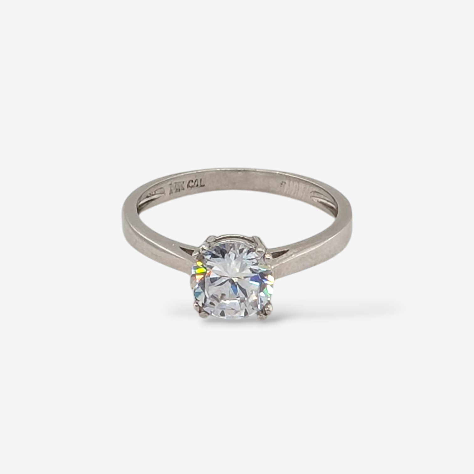 Anillo de Compromiso c/ Zircón - Oro Blanco 14Kts