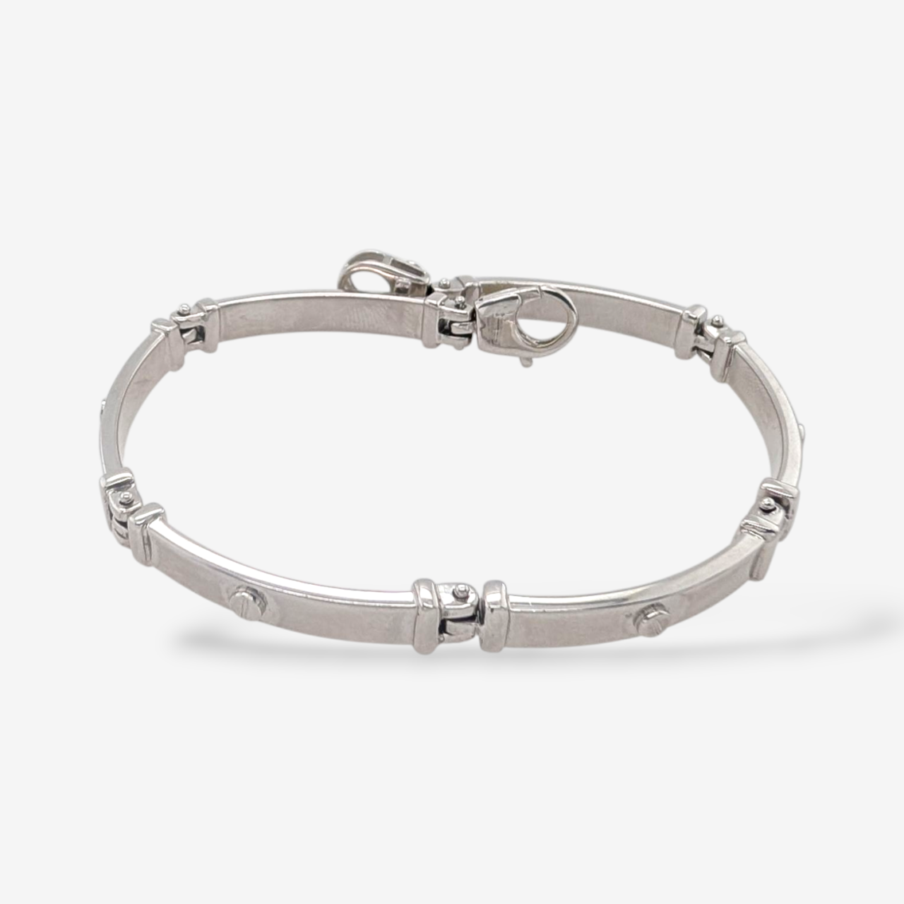 Brazalete Caballero c/ Tornillos - Oro Blanco 18Kts