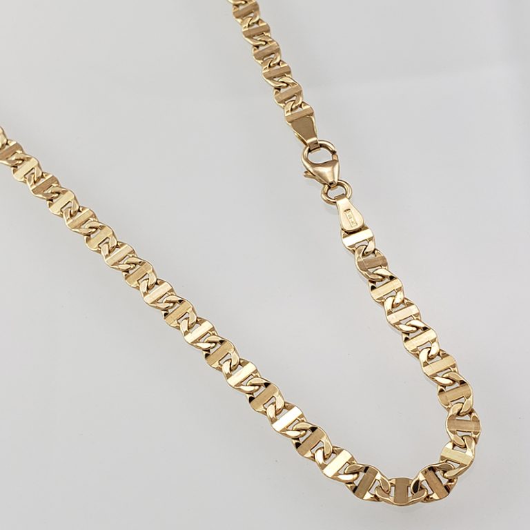 Cadena Tipo Gucci Eslabones Planos 60 cm / 5 mm en Oro Amarillo 18Kts