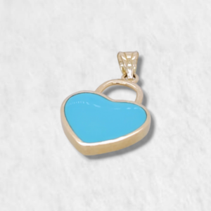 Dije Corazon c/ Esmalte Turquesa - Oro Amarillo 14Kts