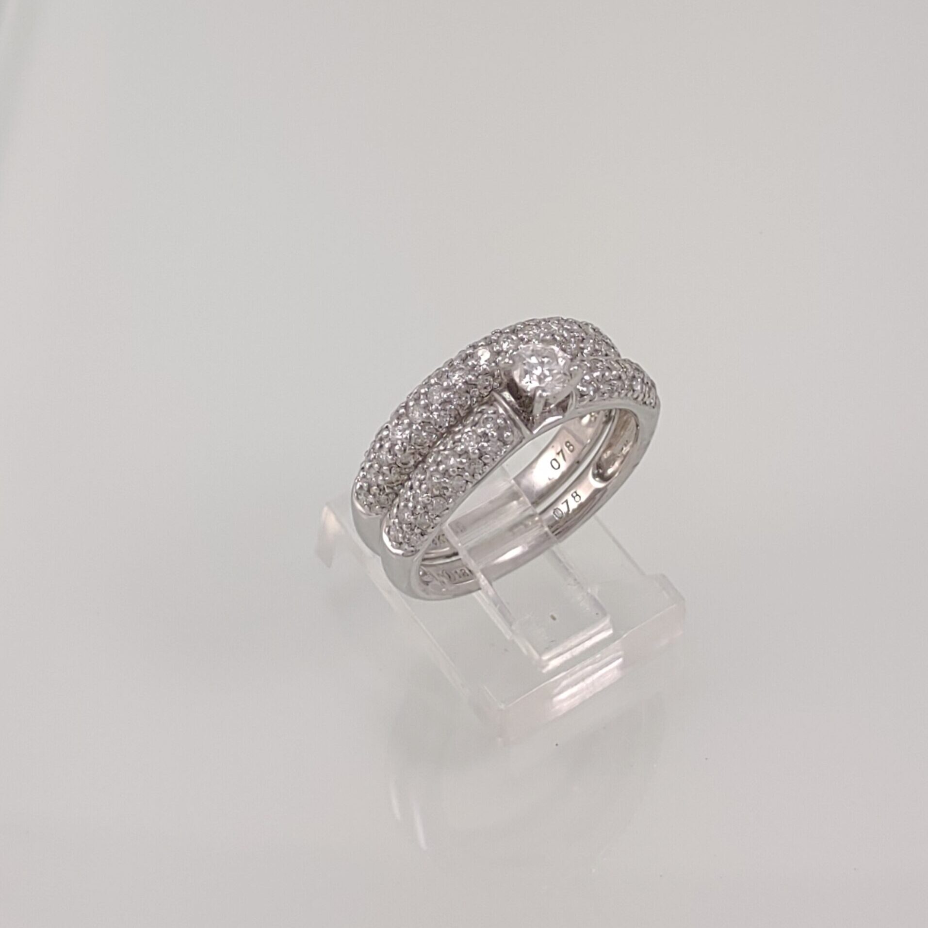 Set Anillo Compromiso & Matrimonio c/ Zircon Central & Halo de