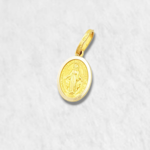 Medalla Ovalada Pequeña Virgen Milagrosa (6 x 12 mm) - Oro Amarillo 14Kts