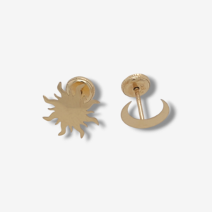 Zarcillos (9 mm) Sol & Luna (Screwback/Abridores) - Oro Amarillo 14Kts