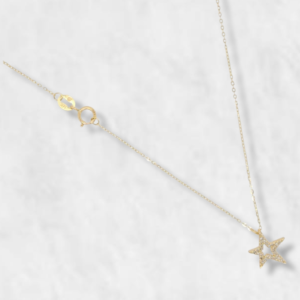 Cadena (40 + 5 cm) c/ Estrella c/ Diamantes Pave - Oro Amarillo 14Kts