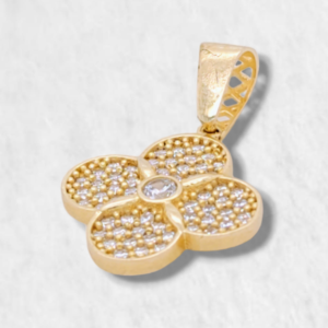 Dije (16 x 16 mm) Trebol c/ Zircones - Oro Amarillo 14Kts