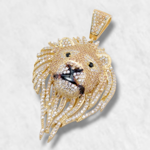 Dije (29 x 39 mm) Leon Tridimensional c/ Zircones Pave - Oro Amarillo 14Kts