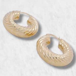 Argollas (24 mm) Melcocha Puff - Oro Amarillo 14Kts