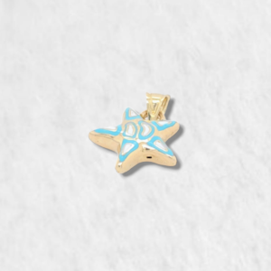 Dije (12 x 12 mm) Estrella Puff c/ Esmalte - Oro Amarillo 14Kts