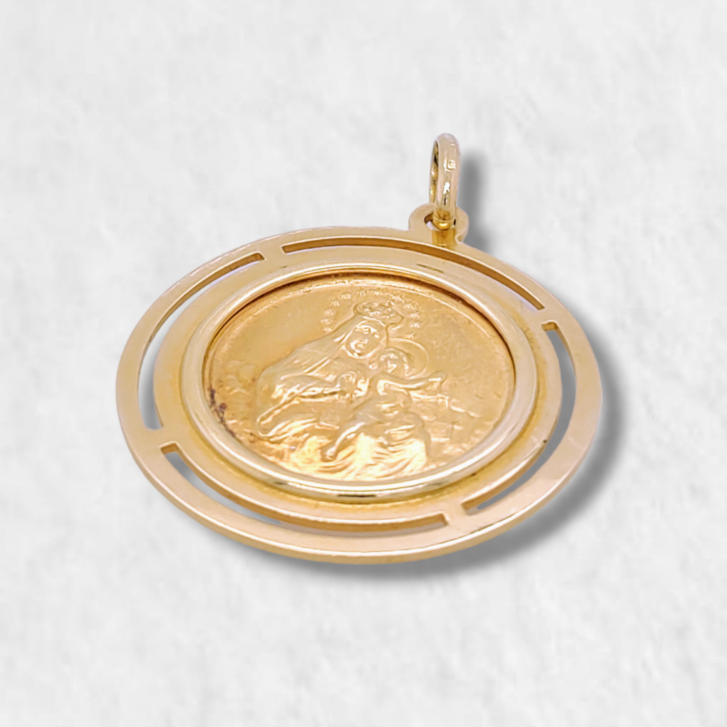Medalla (11 mm) San Benito c/ Zircones - Oro Amarillo 18Kts - EUROGEMS
