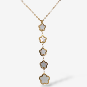 Cadena (40 cm) c/ Flores Madreperla - Oro Amarillo 14Kts