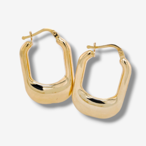 Argollas (21 x 26 mm) Puff Rectangular - Oro Amarillo 14Kts