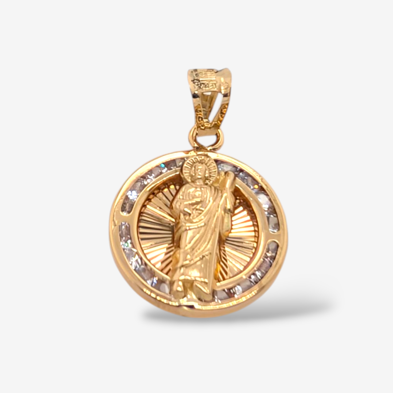 Medalla (16 mm) San Judas Tadeo c/ Zircones - Oro Amarillo 18Kts