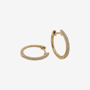 Huggies (13 mm) Finos c/ Diamantes Pave - Oro Amarillo 18Kts