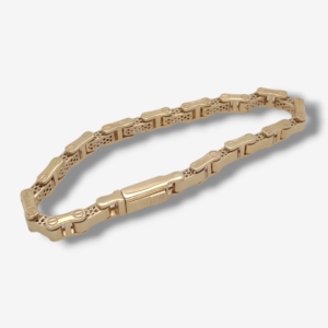 Brazalete (22 cm) Eslabones Articulados c/ Tornillos Laterales (6 mm) & Cierre Caja - Oro Amarillo 14Kts