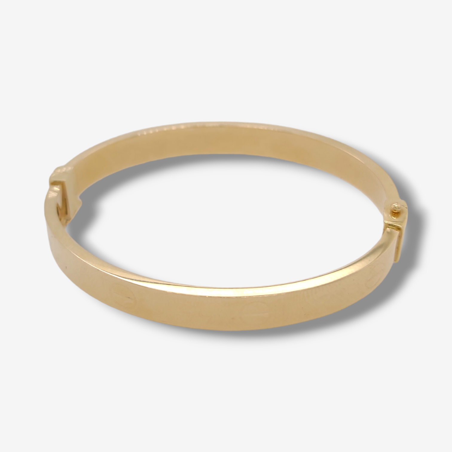 Bangle (6 mm) Tubo Rectangular Light c/ Circulos Estampados - Oro Amarillo 18Kts
