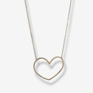 Cadena (45 cm) Fina c/ Corazon Silueta Grande (33 x 23 cm) - Oro Amarillo 14Kts