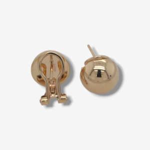 Zarcillos (12 mm) Omega Clip 1/2 Esferas - Oro Amarillo 14Kts