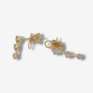 Zarcillos Post Crawler c/ Diamantes (0.61 Ct) & 5 Prongs  - Oro Amarillo 18Kts
