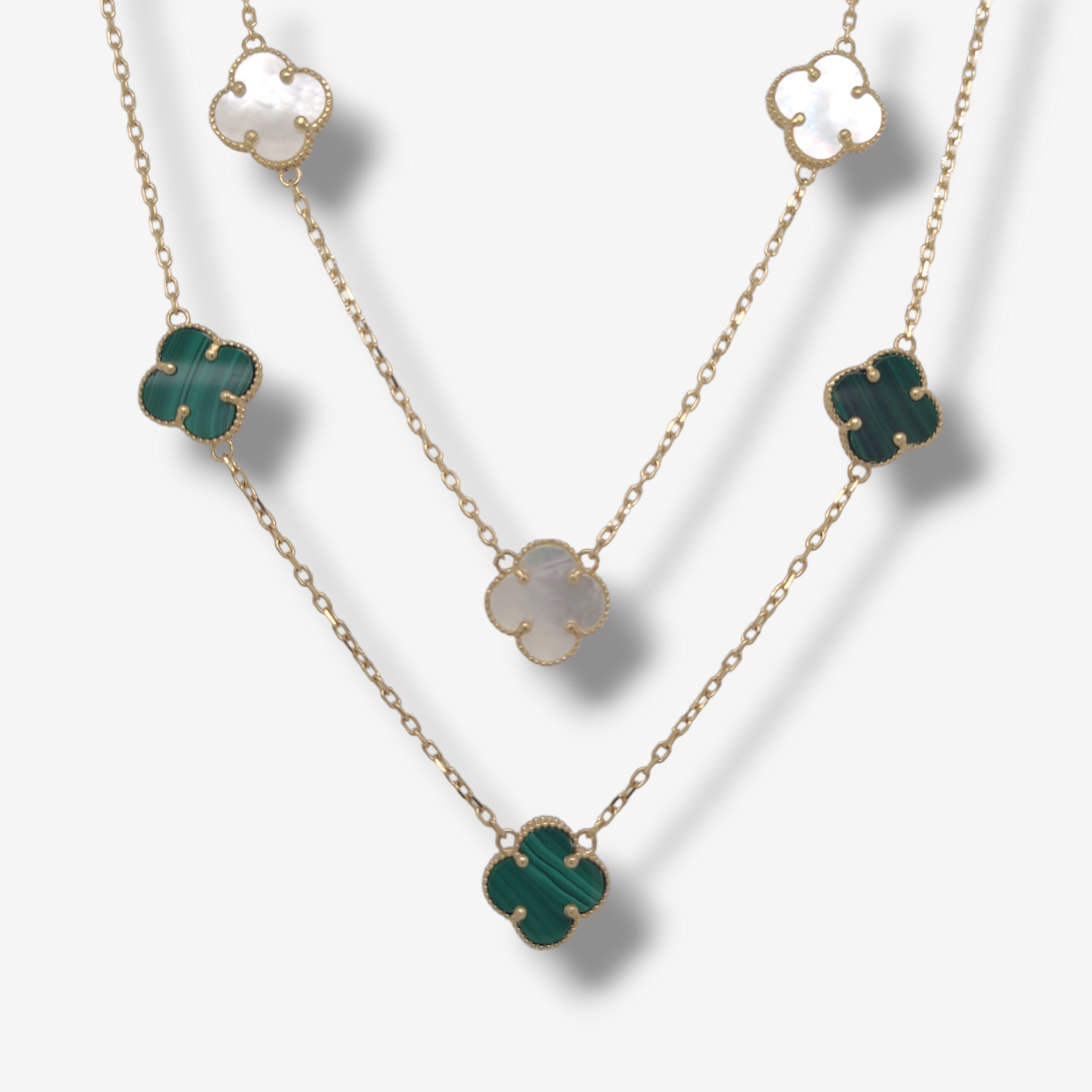 Cadena (45.5 cm) Cable c/ 3 Treboles (11 mm) - Oro Amarillo 18Kts