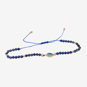 Brazalete Ajustable Ying-Yang c/ Esmalte Azul & Lapizlazuli - Oro Amarillo 14Kts