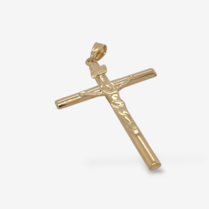 Crucifijo (30 x 40 mm) Tubo Ovalado Light (3.5 x 2.7 mm) - Oro Amarillo 18Kts