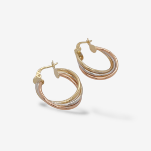 Argollas (19 mm) Redondas Trilogia (4 mm) - Oro Tres Tonos 14Kts
