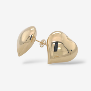Zarcillos (20 x 20 mm) Post Corazones Puff Grandes - Oro Amarillo 14Kts