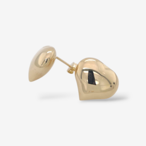 Zarcillos (16 x 15 mm) Post Corazones Puff Grandes - Oro Amarillo 14Kts