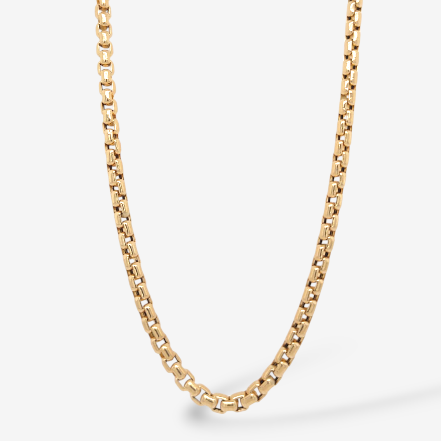 Cadena (60 cm) Tejido Box Redondo (3.6 mm) Semisolida c/ Cierre Lobster - Oro Amarillo 18Kts