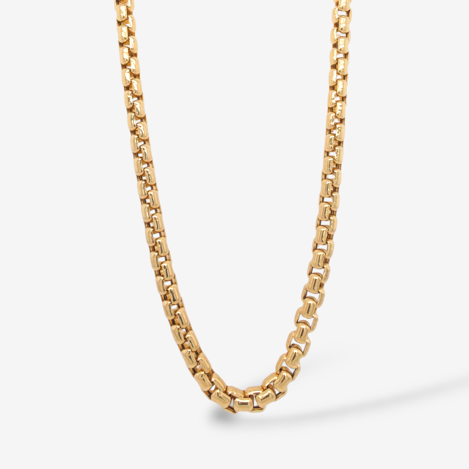 Cadena (60 cm) Tejido Box Redondo (5 mm) Semisolida c/ Cierre Lobster - Oro Amarillo 18Kts