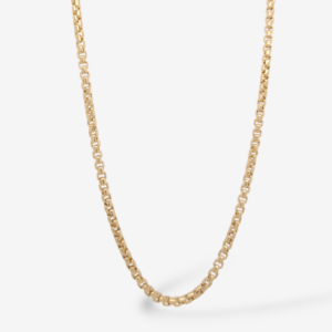 Cadena (50 cm) Tejido Box Redondo (2.5 mm) Semisolida c/ Cierre Lobster - Oro Amarillo 18Kts