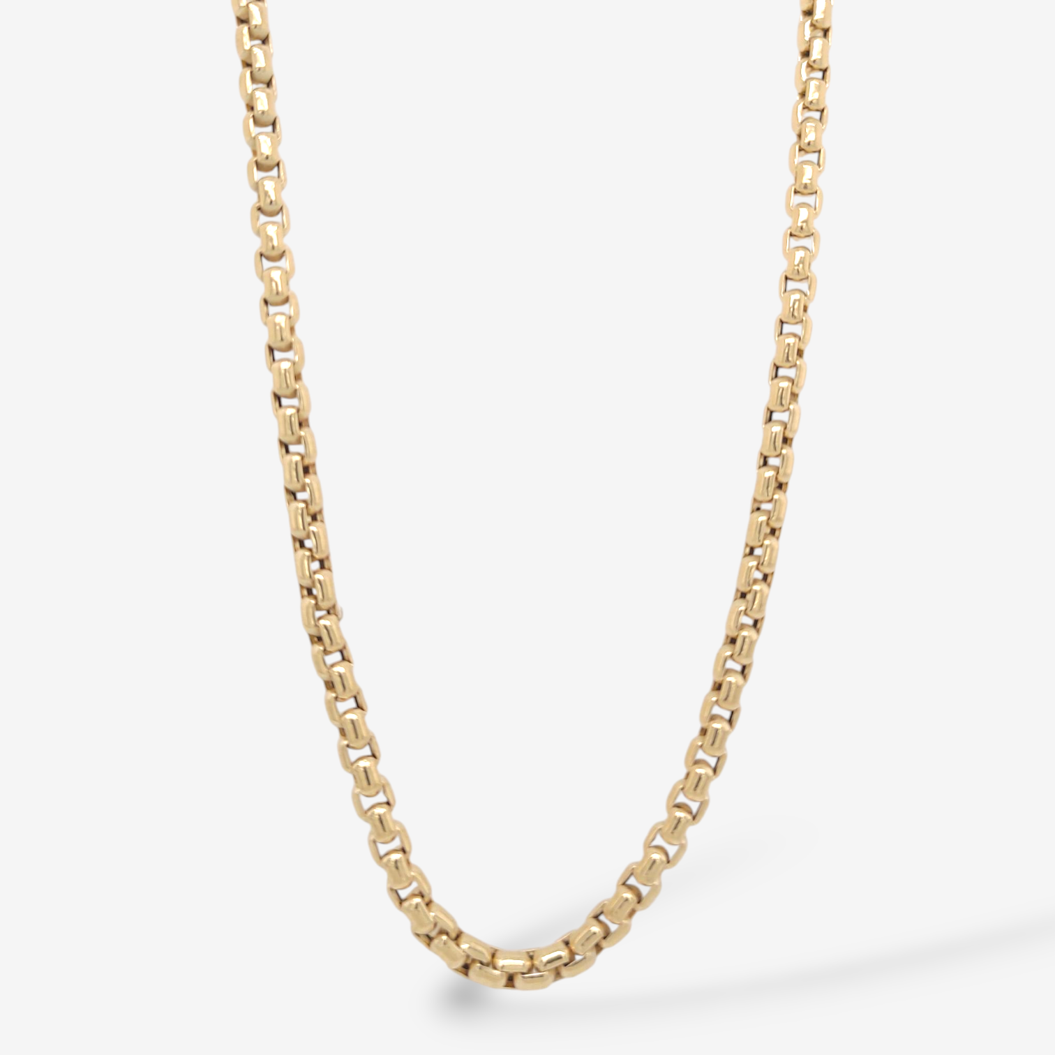 Cadena (65 cm) Tejido Box Redondo (3 mm) Semisolida c/ Cierre Lobster - Oro Amarillo 18Kts