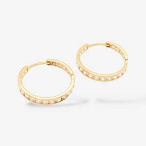 Huggies (Ø 21 mm) c/ Zircones en Carril (3.15 mm) - Oro Amarillo 18Kts