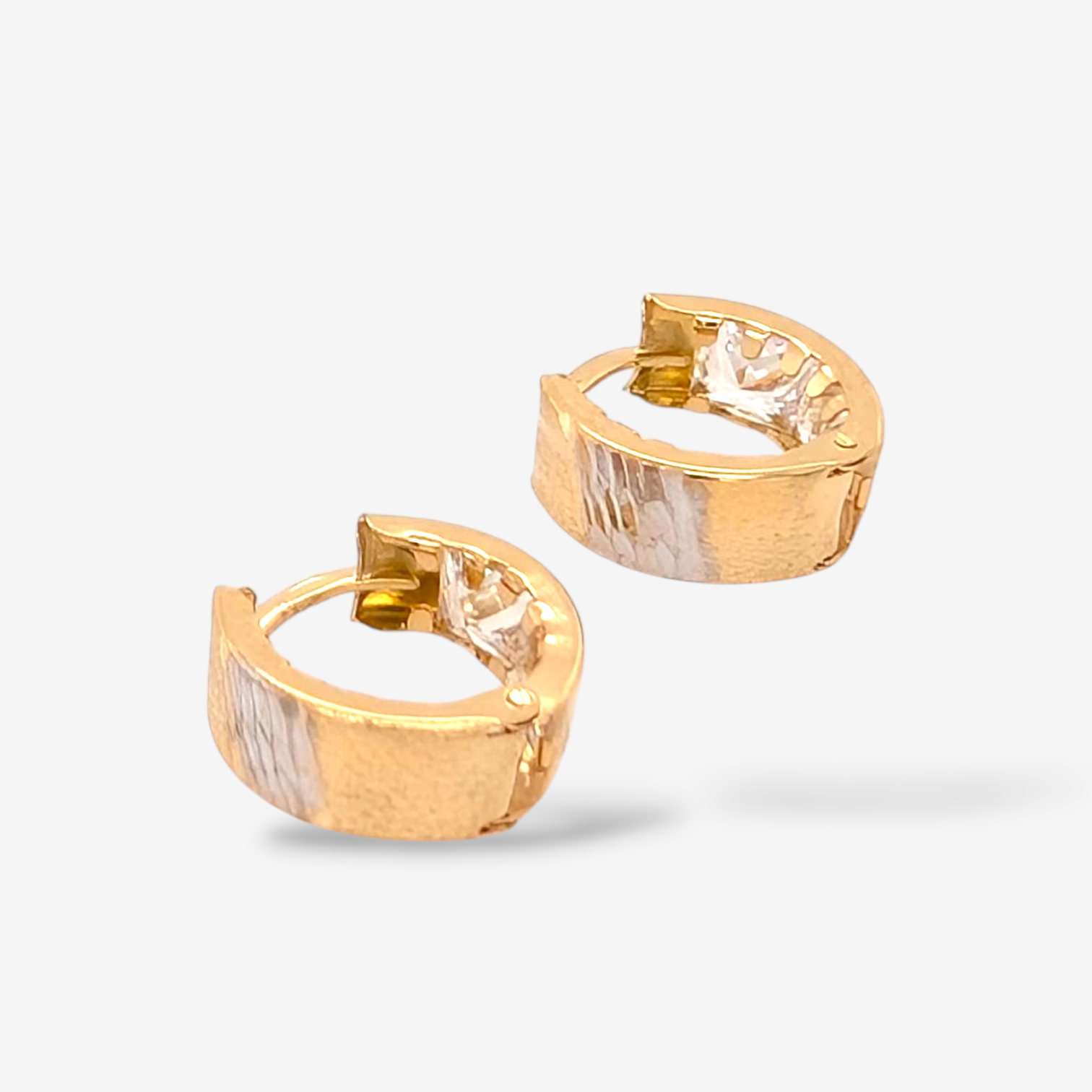 Huggies (Ø 11 mm) Reversibles Zircones Carre/Diamantados - Oro Dos Tonos 18Kts