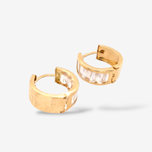 Huggies (Ø 16 mm) Reversibles Zircones Rectangulares/Diamantados - Oro Amarillo 18Kts