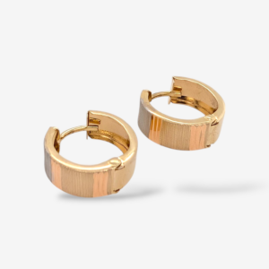 Huggies (Ø 16 mm) Reversibles Liso/Satinado (6 mm) - Oro Tres Tonos 18Kts