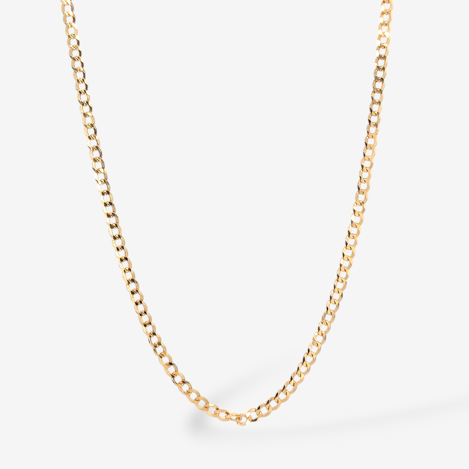 Cadena (40 cm) Fina Maciza Tejido US Link (2 mm) c/ Cierre Lobster - Oro Amarillo 18Kts