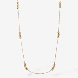 Cadena (45 cm) Fina Cable c/ Esferas (2.5 mm) Lisas c/ Cierre Spring - Oro Amarillo 14Kts