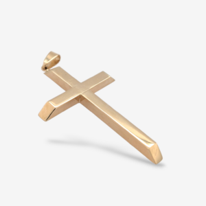 Dije (32 x 50 mm) Cruz Light Terminales Diagonales - Oro Amarillo 14Kts