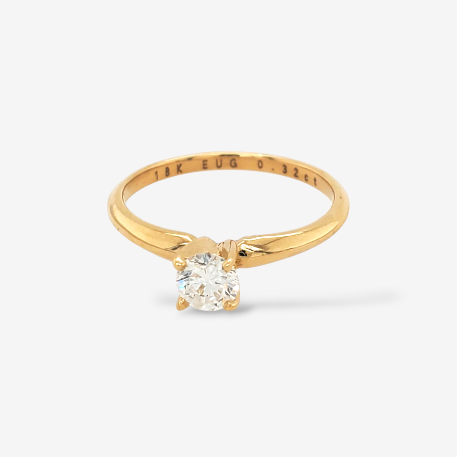 Anillo (0.32 Ct) Compromiso Solitario c/ Diamante Natural & 4 Prongs - Oro Amarillo 18Kts