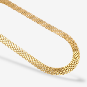 Cadena (40 cm) Gargantilla Tejido (Chino) Bismark (6 mm) c/ Cierre Lobster - Oro Amarillo 14Kts