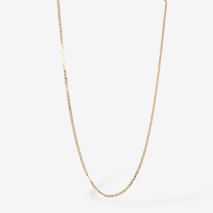 Cadena (45 cm) Fina Tejido Mariner Plano Diamantada c/ Cierre Spring - Oro Amarillo 18Kts