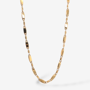 Cadena (60 cm) c/ Eslabones Ovaladas Puff & Cilindros Diamantados (3.30 mm) c/ Cierre Lobster - Oro Amarillo 18Kts