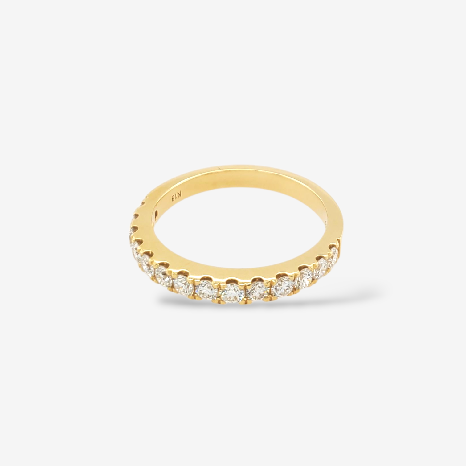 Anillo (2.5 mm) Cintillo Churumbela Diamantes Naturales Pave (0.54 Ct) - Oro Amarillo 18Kts